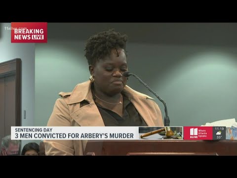 Ahmaud Arbery's sister's gets emotional speaking in courtroom as his killers await sentencing