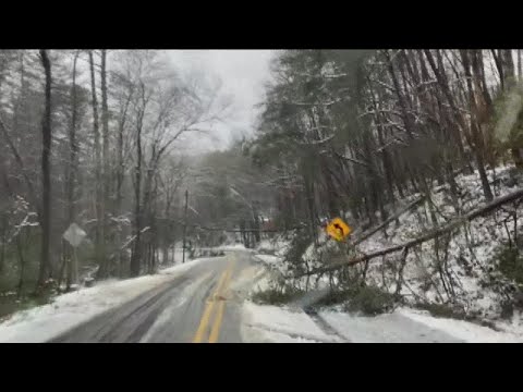 Some roads blocked by fallen trees near Helen