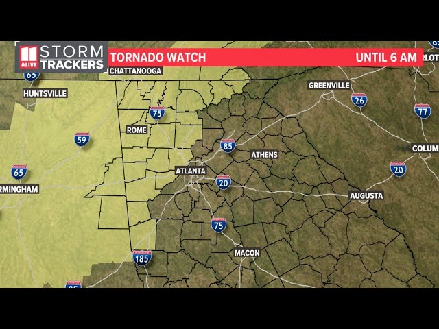 Possible severe storms in Georgia overnight, tornado watch in effect | Live radar, updates