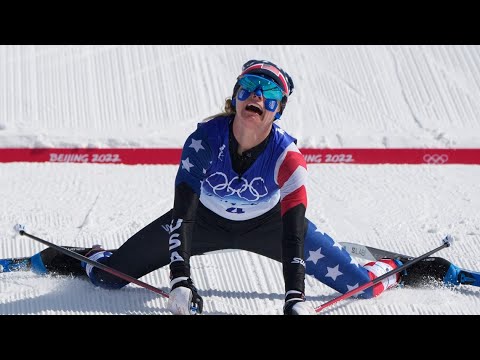 American Jessie Diggins wins silver in 30km cross-country race at Olympics