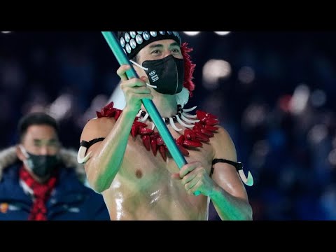 Shirtless flagbearer Winter Olympics Opening Ceremony American Samoa