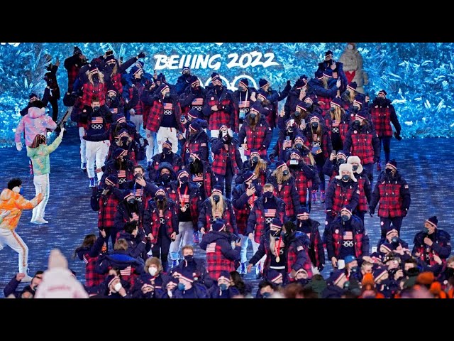 United States athletes at the Winter Olympics Closing Ceremony in Beijing