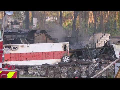 Crews respond to fire at tire salvage yard in southeast Atlanta