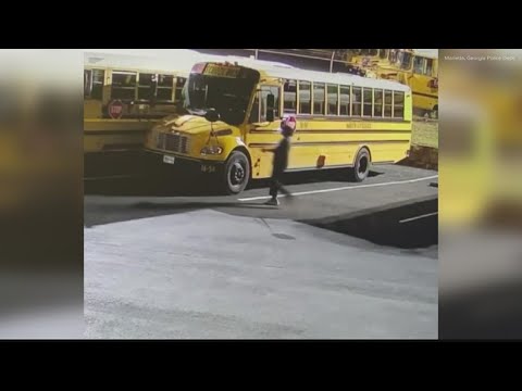 Video shows person vandalizing more than a dozen school buses in Marietta
