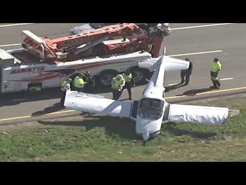 Small plane crash lands on Cobb Parkway