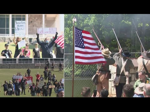 Stone Mountain Confederate Memorial Day holds rally, met with protesters