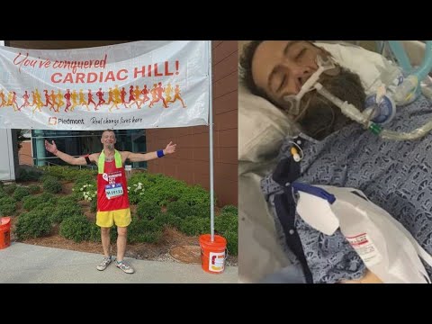 At 34 he nearly died from heart failure. Two years later, he completes the AJC Peachtree Road Race.