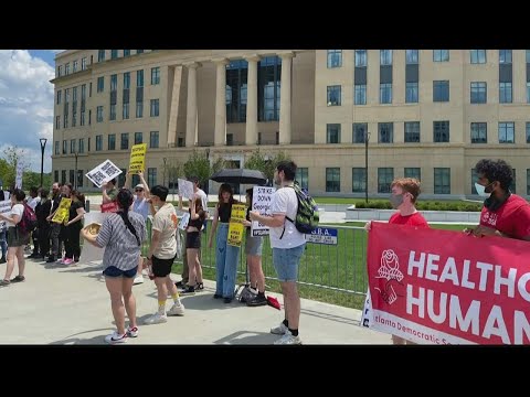 Demonstrators pushing for abortion rights gather outside Georgia Supreme Court on July Fourth
