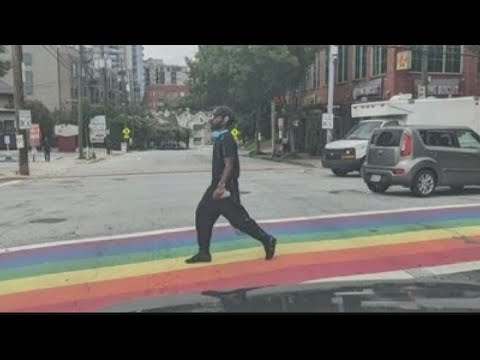 Video surveillance shows suspect who painted swastikas at Midtown rainbow crosswalks