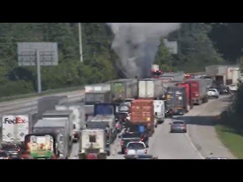I-285 shut down after tractor-trailer fire in Fulton County