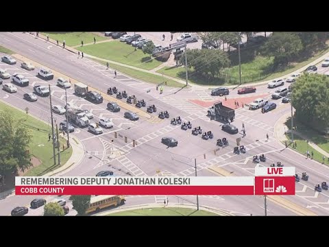 Community gathers to pay respects for Deputy Jonathan Koleski during procession | Aerials