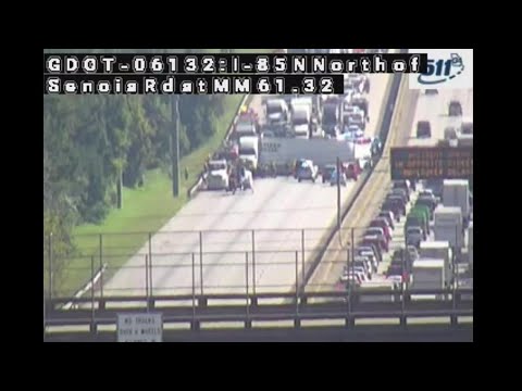 Traffic cam: Wreck involving tractor trailer to close I-85 South in Fairburn