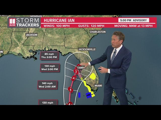Monday 5 p.m. update | Hurricane Ian: Path and track of hurricane