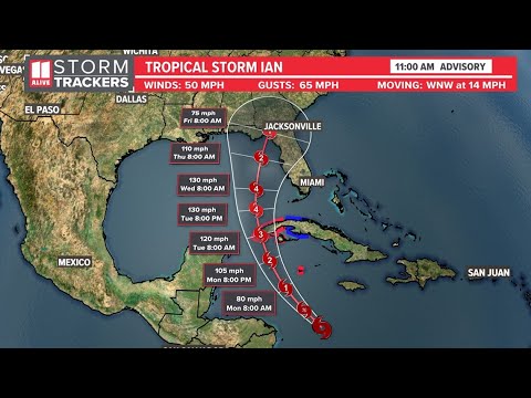 Sunday midday Ian update: latest models and track