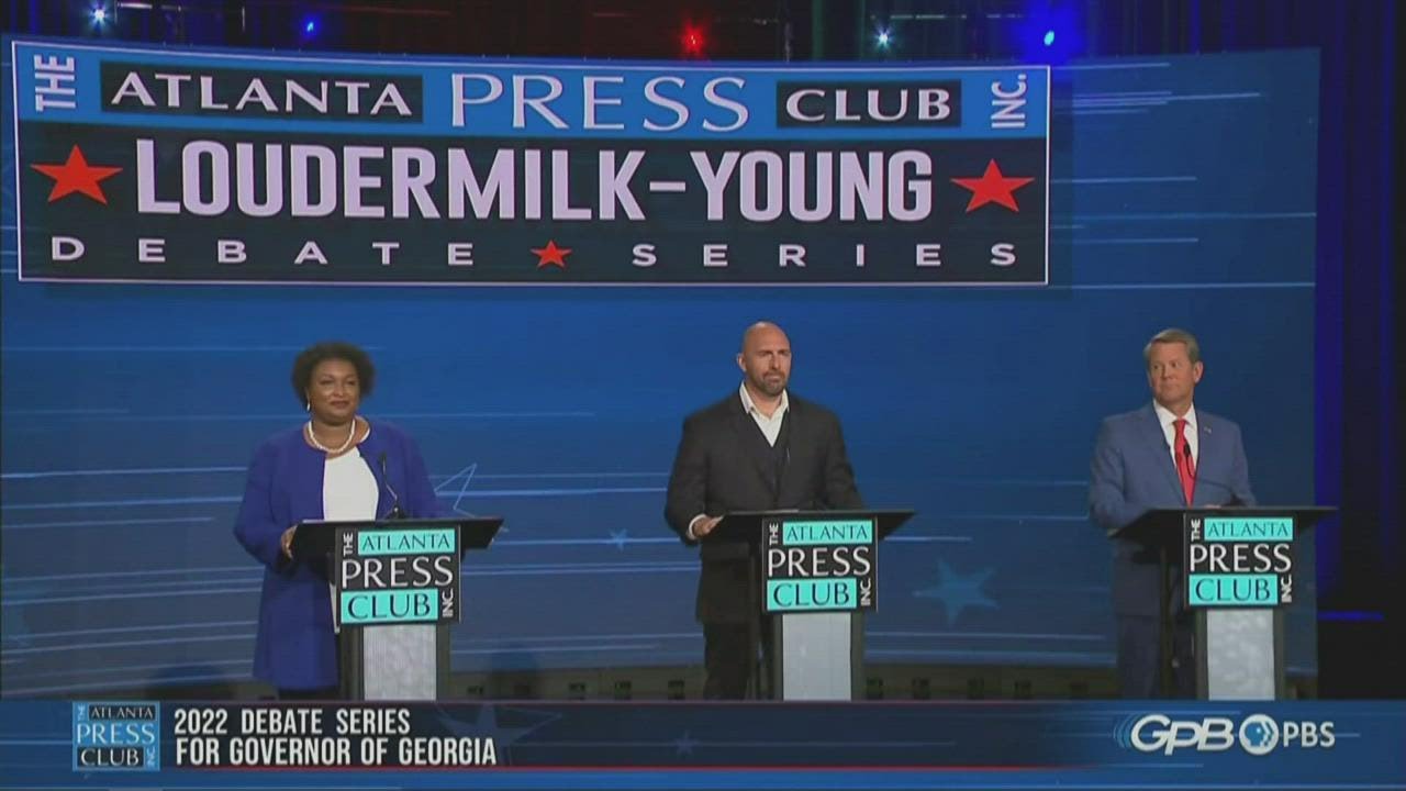 Kemp, Abrams, Hazel give closing statements in debate