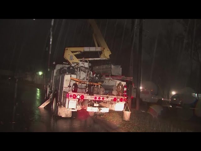 Trees bring down power lines in Paulding County as heavy rain moves through