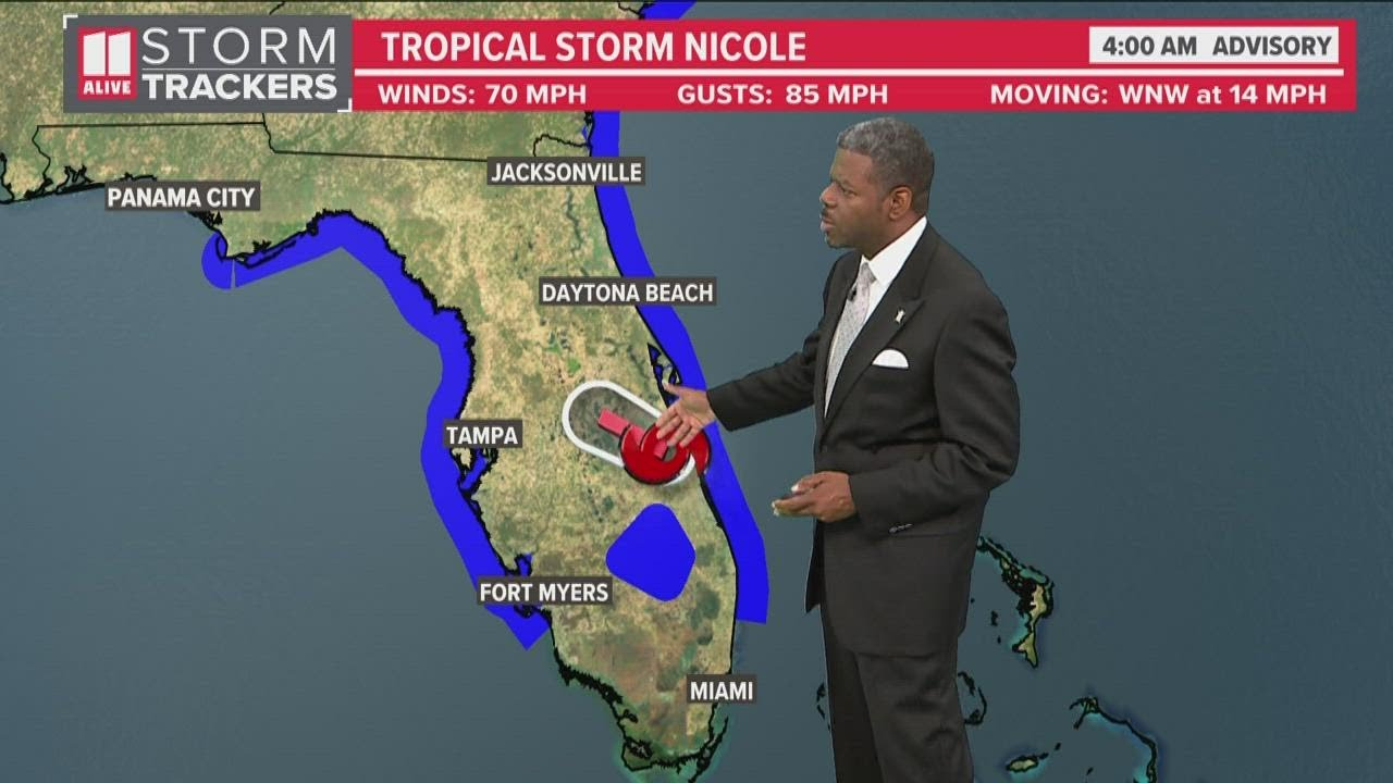 Nicole makes landfall as Category 1 hurricane