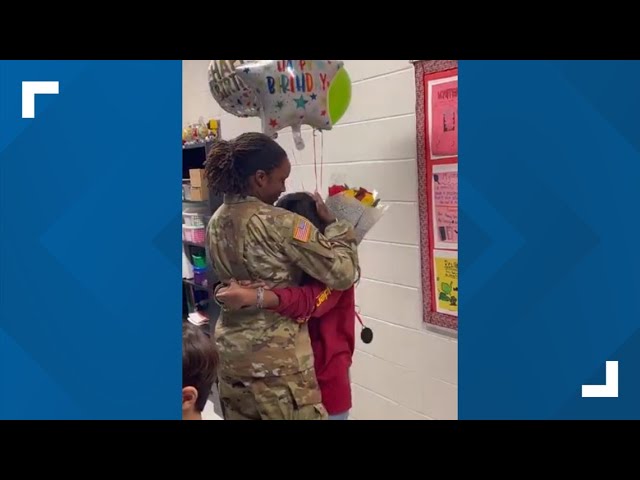 Soldier returns home, stuns daughter on her birthday at Georgia middle school