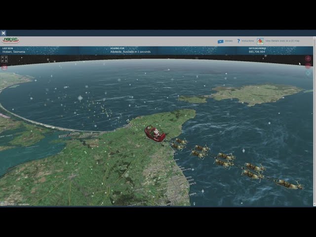 Santa Claus and his sleigh have made it to the East Coast on late Christmas Eve