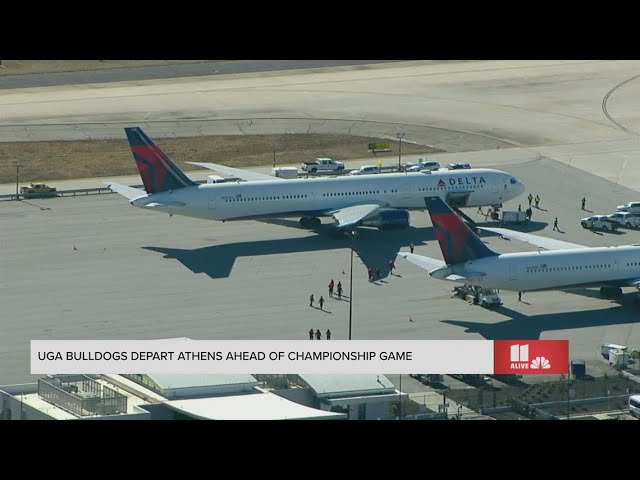 Chopper video: Georgia Bulldogs board Delta flight to LA for Championship Game