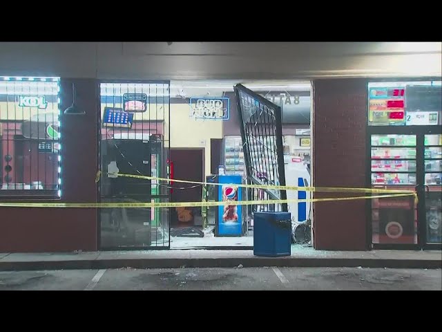 Car crashes into Chevron convenience store, backs up, then leaves