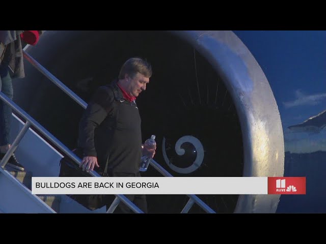 Coach Kirby Smart steps off plane after team win national championship