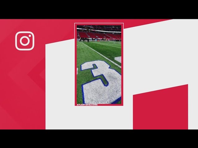 Falcons show support to Bills' Damar Hamlin with blue No. 3 on field