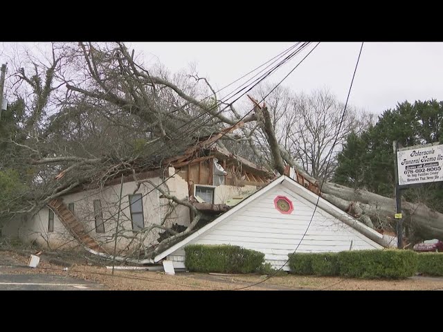 Griffin funeral home, damage in Cobb County | Severe weather aftermath in Georgia