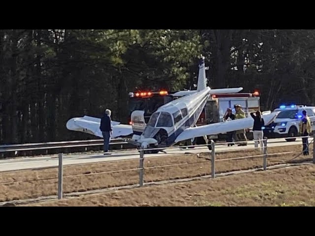 Plane makes emergency landing, clips semi-tractor trailer in I-985 in Gwinnett County, authorities s