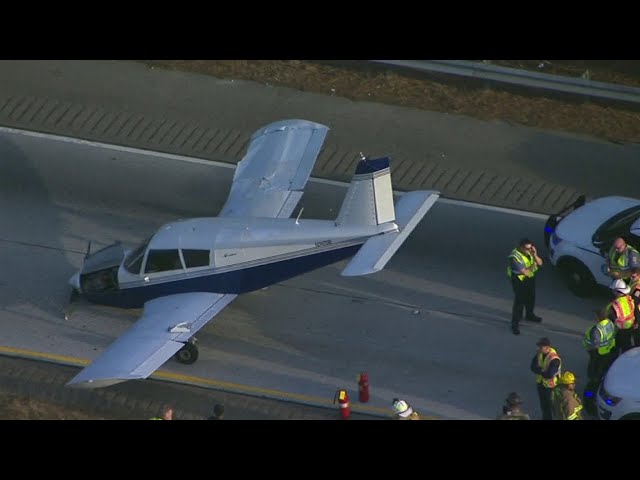 2 people on board at time small plane landed on I-985 in Gwinnett County
