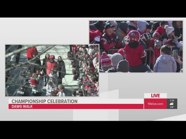 Players head down Dawg Walk to celebrate national title win